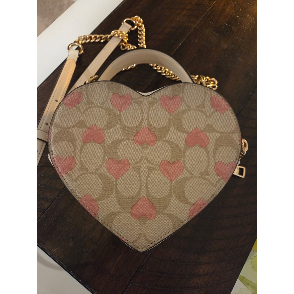 Coach Valentine 2024 Heart Crossbody Signature Coated Canvas Leather - Picture 6 of 10
